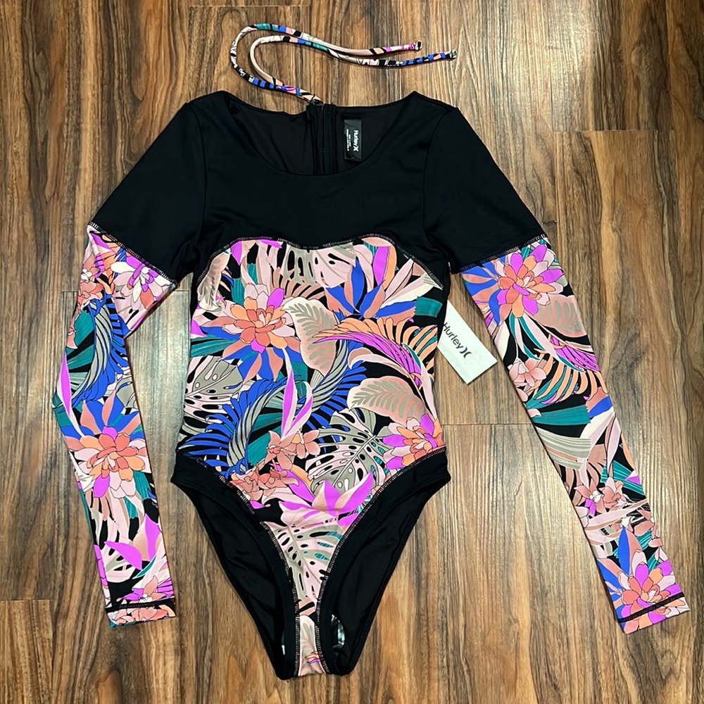 Hurley Max Palm Paradise Long Sleeve Rash Vest Bodysuit - Picture 7 of 16
